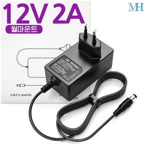 명호전자 12V 아답터 0.5A 1A 1.5A 2A 3A 3.5A 4A 5A 6A 8A 10A 12A 15A 500mA dc 어댑터, 09. 12V2A벽걸이형, 1개