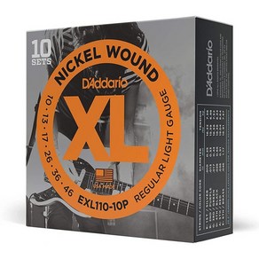 D'Addaio XL 전자 기타 스트링 10팩 EXL110-10P 144752, 레귤러 라이트, 10-46, 10-Pack