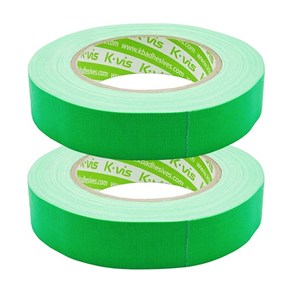 kvis 게퍼 개퍼 테이프 gaffe tape 형광녹색 25mm x 25M, 2개