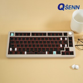 QSENN A75 풀알루미늄 가스켓 유무선 기계식 키보드 베어본 크림치즈