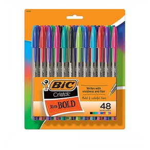 BIC Cistal Xta Ballpoint Pens 빅 크리스탈 엑스트라 볼펜 모둠 컬러 미디엄 포인트 1.6mm 48개입