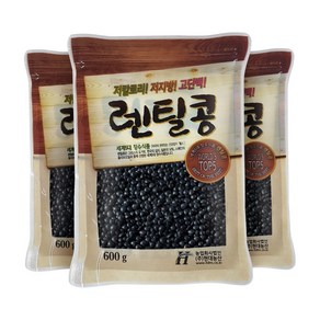 현대농산 검정 렌틸콩 1.8kg (600gx3봉) 블랙 렌즈콩, 3개