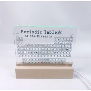 크리스탈 교구 화학원소 23cm 아크릴 과학 교육 주기율표, 1개, 3. 영어+다색 램프 홀더
