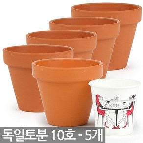 세인화분 독일 표준형 토분 10호 5P - 화분세트 독일 토분 화분 다육 다육이 미니 소형 원형 토기분 다육이화분 선인장화분 독일화분 미니화분 황토색화분, 5개, 독일토분표준형