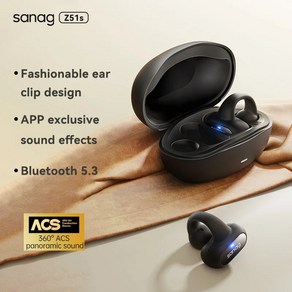 Sanag Z51S 프로 골전도 헤드셋 블루투스 5.3 360 도 HIFI 스테레오 휴대 가능 50 시간 긴 내구성 앱 제어 헤드셋, 2)Z51 po Geen