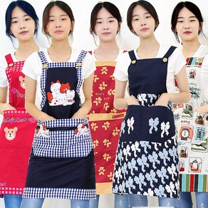 국산 옥스포드면100% H형 캐릭터앞치마 10종 카페 바리스타 업소용 주방 미용 예쁜앞치마, 파티곰앞치마, 레드, 1개
