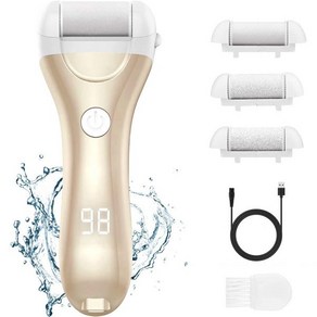 일본 직구 전동각질리무버 발뒤꿈치 각질제거 충전식 IPX 방수 설계 LCD 표시 청소 제, 금빛, 1개, 1개입