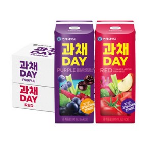 연세유업 과채데이 과채음료 레드 24팩+퍼플 24팩(총48팩), 190ml