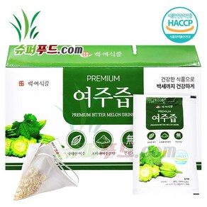 HACCP 식약처 인증 여주 추출액 100% 국산 여주즙 천연 인슐린 p-인슐린 국내산 프리미엄 여주즙100%+슈퍼푸드.com연자육티백, 2.4L, 1세트