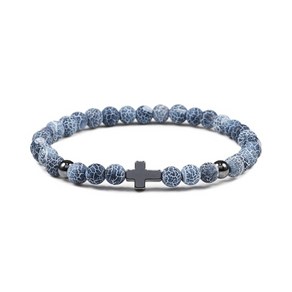 묵주 팔찌 십자가 성물 천주교 기독교 기도 남성 여성 hematite cross 6mm natural stone tiger eyes bead strand bangle jesus