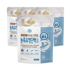 내추럴박스 농축 유청 단백질 분말, 500g, 4개