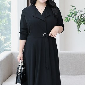 빅사이즈 카라 블랙 가을 원피스 4XL~8XL B816