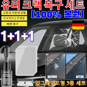 1/1+1(20ml) 유리 크랙 복구 세트 자동차유원제 유원접착제 돌빵유원제/독일의 기술, (1) 3종 세트, 1개, 20ml