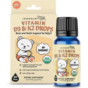 Legendaiy Milk Baby Vitamin D3 K2 Liquid Dops 400 IU of Baby Vitamin D Dops fo Infants with K2 D, 1개, 90ml