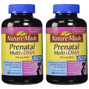 Natue Made Penatal Multi + Dha 200mg 150 소프트젤 2팩, 2개, 150정