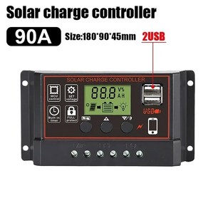 태양광 충전 컨트롤러 MPPT 100A 대용량 발전기용 102030405060708090100A 솔라 LCD 화면 디지털 디스플레이 자동 패널 배터리, 90A