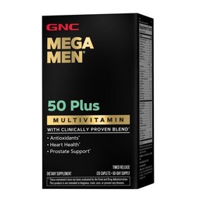 GNC 메가맨 50플러스 120정 남성 멀티비타민 뉴패키지 해외현지 코스트코 아이허브 미국 직구, 1개