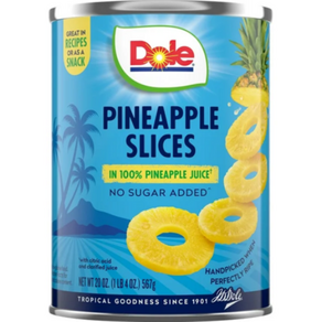 Dole 100% 파인애플 슬라이스 통조림, 4개, 567g