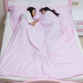 싱글 초경량 하이킹 침낭 등산용 후드 편리한 18g 휴대용 모험 라이너 파우치 방수, 더블와이드180X210피치핑크, 1개