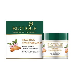 바이오티크 Biotique Advanced Oganics 비타민 E & 히알루론산 슈퍼 라이트 젤 오일 프리 모이스처라이저 50g, 1개