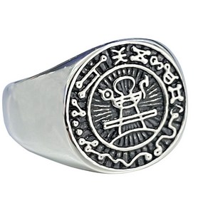 Seal of Solomon Ring Magic Runes Stainless Steel Signet Rings Pagan Amulet Jewel [A00014876]