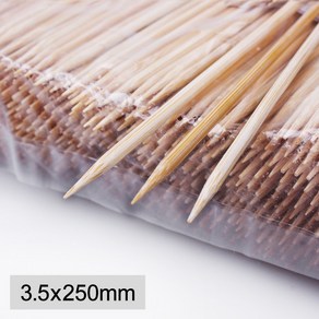 [KO] 일회용 대나무 꼬지 꼬치 꽂이 꼬챙이 3.5mm x 250mm 1봉 (약500개), (KO) 25cm대나무꼬지 1봉(약500개), 1개, 500개입