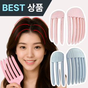 [이쁜머리] 솔비엔 앞머리 헤어 볼륨 집게핀 뿌리 볼륨핀 가르마볼륨 3핀+6핀, 1개, 스카이블루