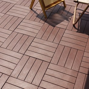 셀프인테리어 DIY 조립마루 조립식바닥 인테리어 원목 원목타일 바닥타일 데크타일 베란다, 플라스틱 갈색 나뭇결, 2장