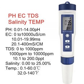 수영장 수족관용 디지털 수질 검사기 TDS/EC/PH/염분/온도 계량기 백라이트 감지기 5 in 1