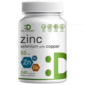 DEAL SUPPLEMENT 아연 Zinc 50mg 구리 2mg 셀레늄 200mcg 캡슐 240정, 1개