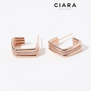 CIARA 14K Azeglio 샤이닝라인 오픈스퀘어 귀걸이(GoldPlated)