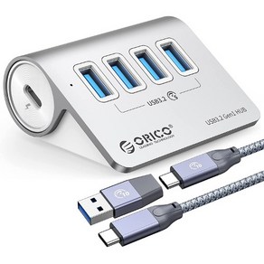 오리코 M3U4 C타입 USB3.0 4포트 무전원 허브 알루미늄 5Gbps속도, 1개