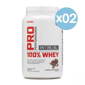 GNC 지엔시 프로 퍼포먼스 웨이 프로틴 파우더 초콜릿 슈프림 25회분 2팩 Po Pefomance 100% Whey Potein Powde - Chocolate Su, 2개, 8.875kg