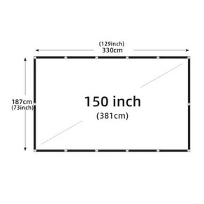 롤러블스크린 LEJIADA 휴대용 접이식 프로젝터 스크린 흰색 주름 방지 60-200 인치 16:9 소프트 고밀도 야외 영화, 7) 150 inch