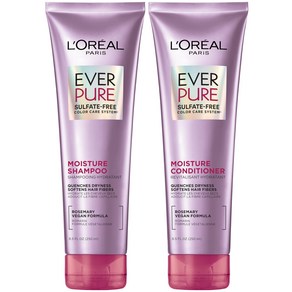 L'Oeal Pais Moistue Sulfate Fee Shampoo and Co 로레알 파리 모이스처 설페이트 프리 샴푸 및 컨디셔너 세트 로즈마리 보태니컬 함유 염색, 하얀색, 1개