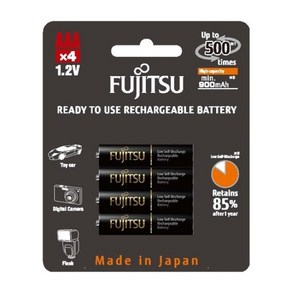 [후지쯔] [충전지] Fujitsu 충전용 건전지 [900mAh/AAA형/4알], 1개, 4개입