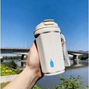 블루보틀 휴대용 텀블러 밀봉 세라믹 보온보냉 휴대용 머 라이너 컵 400ml, 1개