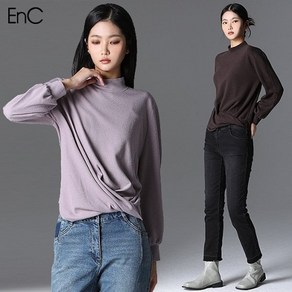 EnC [EnC] 셔링 디테일 반넥 목폴라 티셔츠