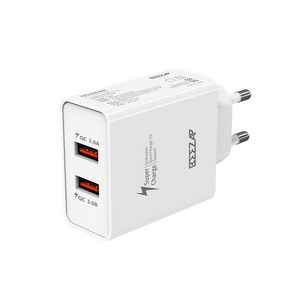 비잽 가정용 듀얼 36W QC3.0 USB 2포트 충전기 BZQ-DUAL36W UW89, 화이트, 1개