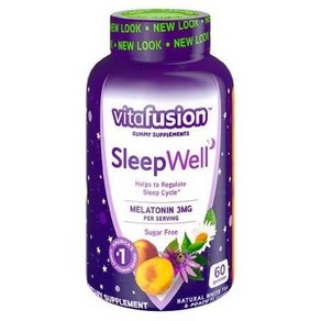 Natue Mad Sleep Well 젤리 비타민 화이트 티 패션 프루트 맛 Vitafusion 호환 -, 1개, 60정