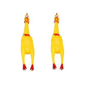 강아지 꼬끼오 치킨 소리나는 엽기닭 삑삑이 인형 장난감, 2개, ONE COLOR