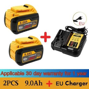 호환 Dewalt 이온 배터리용 Dewalt 20V Flexvolt 18V20V60V MAX DCB609 DCB547-XJ DCB205 DCB200 DCB182, 03 2Pcs 9.0Ah   Chage