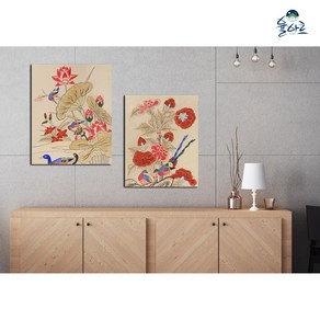 전통 민화 화조도 6종 아트 포스터 거실그림 꽃액자 동양화 한국화 풍수그림 돈들어오는그림 집들이 대형포스터, 화조도3, A3, 인화지 포스터