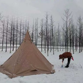 keemi 화목난로 인디언 텐트 겨울쉘터 몽골 차박 굴뚝텐트, 1. 갈색 2.4m 굴뚝 중간 크기