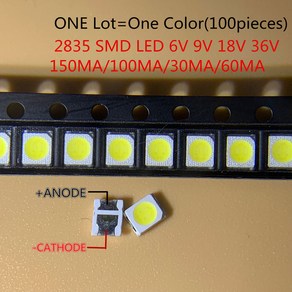 개/몫 2835 18V 3v 6V 흰색 1W LED 9V SMD 150MA/100MA/30MA/60MA/350ma 1000 36V 고휘도, [04] 18v-60ma-1W, 1개