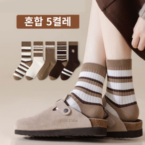 Moden Fashion 여성 빈티지 스트라이프 중목 양말 K02