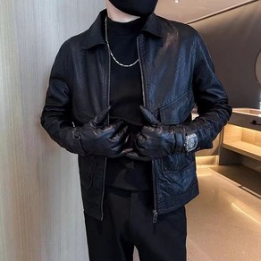 COSYEVNO 가죽자켓 남자 봄가을 셔츠카라 슬림 건달 PU