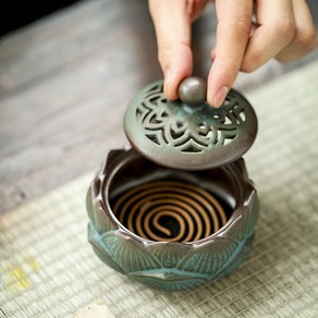 인센스홀더 향받침대 골동품 로터스 세라믹 플레이트 버너 도자기 홈 백단 agawood zen incense onaments cense holde, 없음