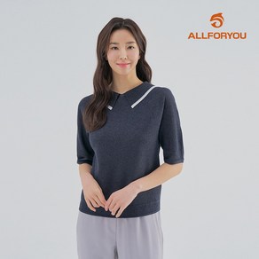 [올포유] [모델착장] 여성 카라 포인트 반팔 니트 ALSPM4131-915