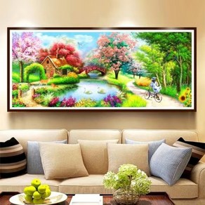 보석자수나라 대형 보석십자수 비즈 원단형 자수 풍경화 120x50cm (15시까지 주문건 국내당일발송), 1개